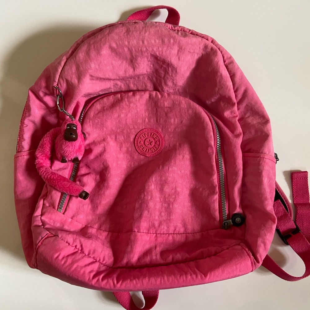 Kipling Backpack Pink/Peach w/Zipper Front Pocket 15”